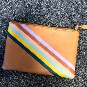 Madewell The Leather Pouch Clutch w Rainbow Stripe
